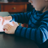 iPad, scherm, kind, baby