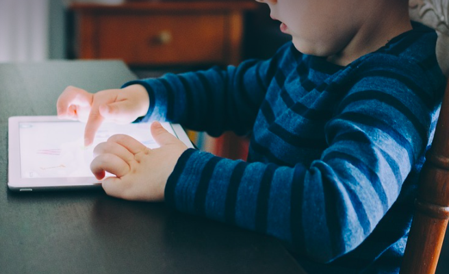 iPad, scherm, kind, baby